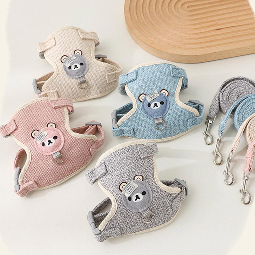 Cat Dog Harness with Lead Leash Adjustable Vest Mesh Breathable Adjustable Chest Harness Outdoor Walking Cat Pet Supplies