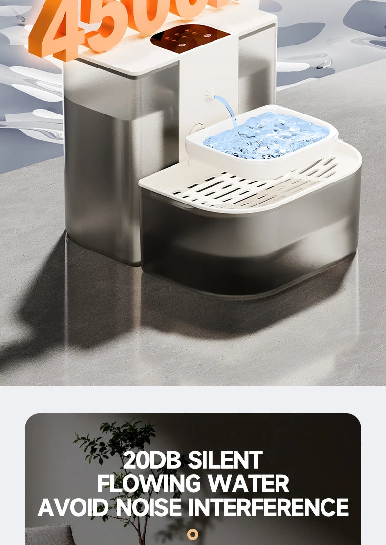 Water Fountain For Ceramic Cats: 28°C Heated Dual-Tank Design for Constant Fresh Water & Wireless remote Use 4.5L Cat Water Feed