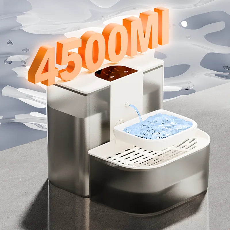 Water Fountain For Ceramic Cats: 28°C Heated Dual-Tank Design for Constant Fresh Water & Wireless remote Use 4.5L Cat Water Feed