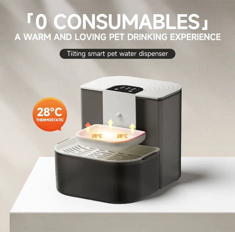 Water Fountain For Ceramic Cats: 28°C Heated Dual-Tank Design for Constant Fresh Water & Wireless remote Use 4.5L Cat Water Feed