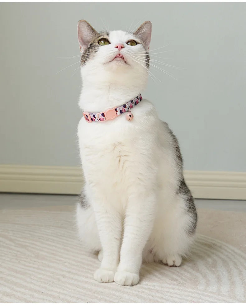 Cat Collar Colorful Flower Printed Pet Collar Adjustable Safety with Bell Ring Necklace for Cat Puppy Small Dog Pet Accessories