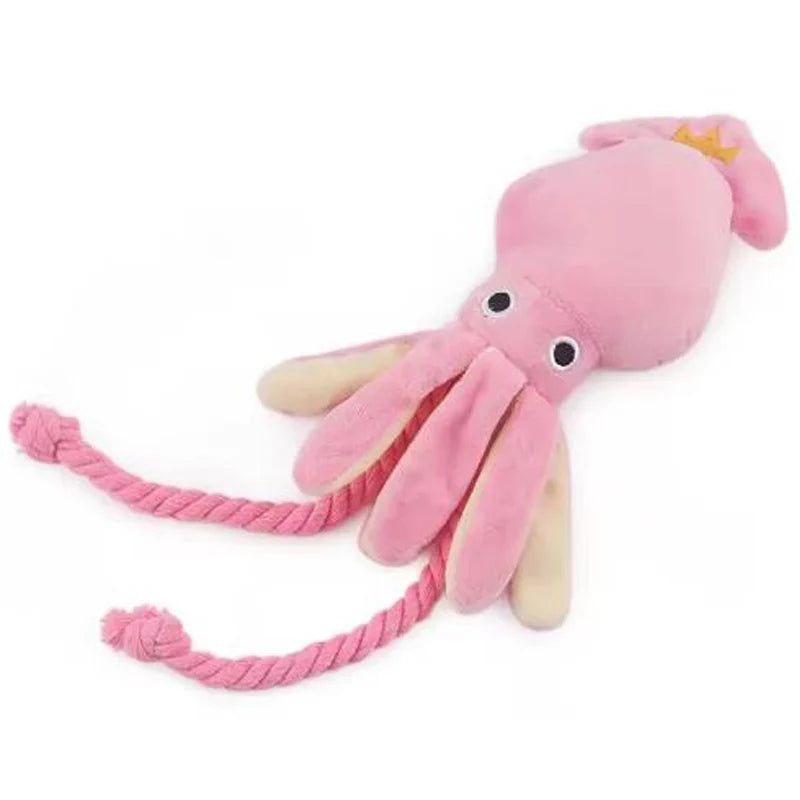 Dog toys; cat toys; sound-emitting cotton rope octopus; durable chew toys for cleaning teeth; interactive pet toys.