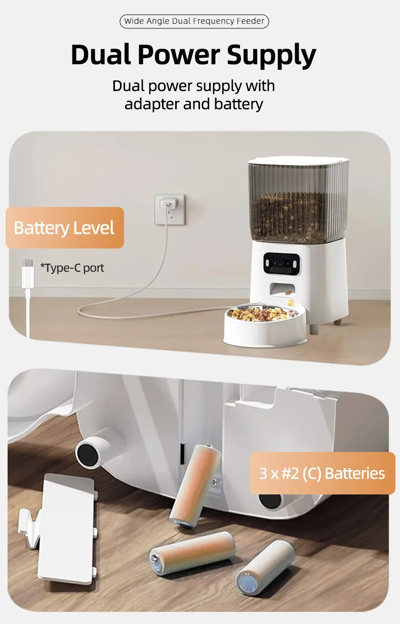 Automatic Cat Food Machine, 5G Wifi Connection, Pet Timed Intelligent Feeder with Preservation Function, Suitable for Cats/Dogs