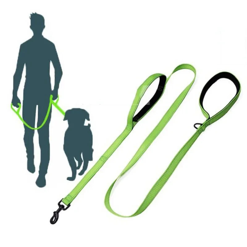Dog Leashes Outdoor Travel Dog Training Chain Heavy Duty Double Handle Lead for Greater Control Safety Training Dual Handle