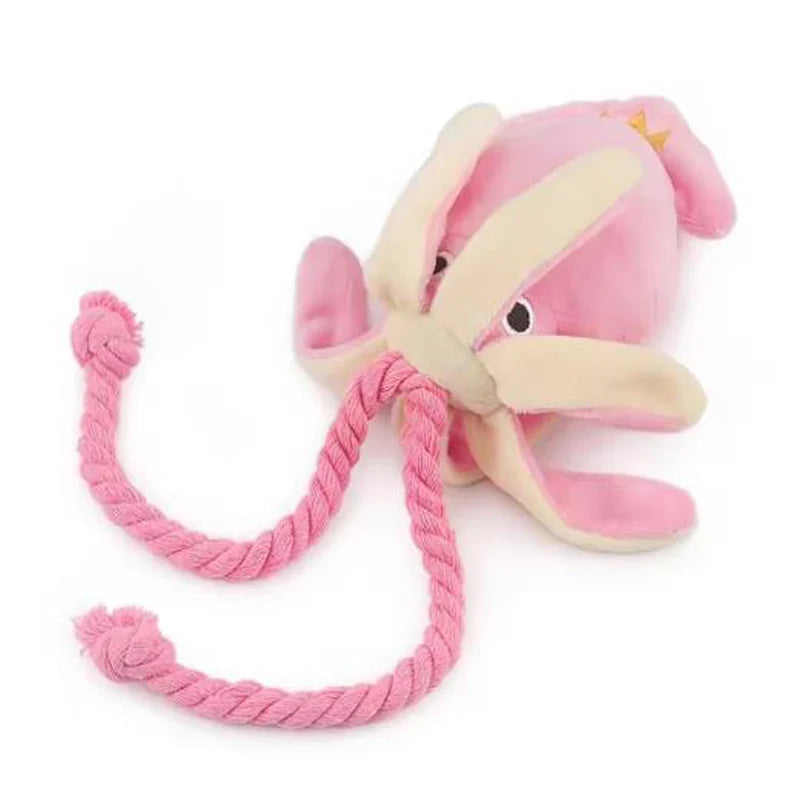 Dog toys; cat toys; sound-emitting cotton rope octopus; durable chew toys for cleaning teeth; interactive pet toys.