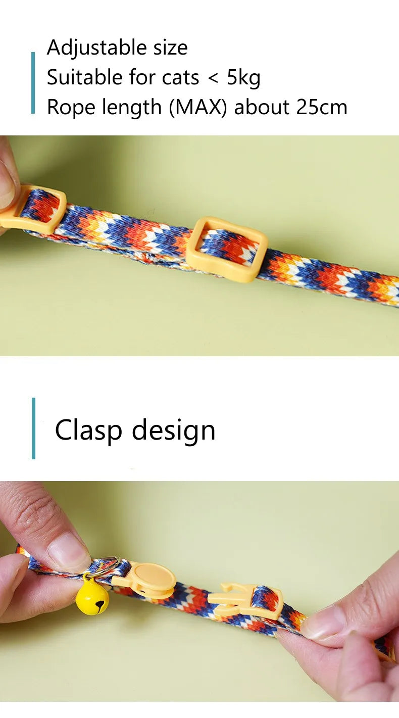 Cat Collar Colorful Flower Printed Pet Collar Adjustable Safety with Bell Ring Necklace for Cat Puppy Small Dog Pet Accessories