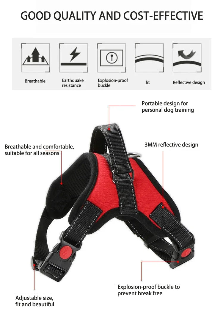 Dog Harness Quick Release Vest Pet Puppy Harness Nylon Material Breathable Pet Harness for Dog Adjustable Pet Outdoor Harness