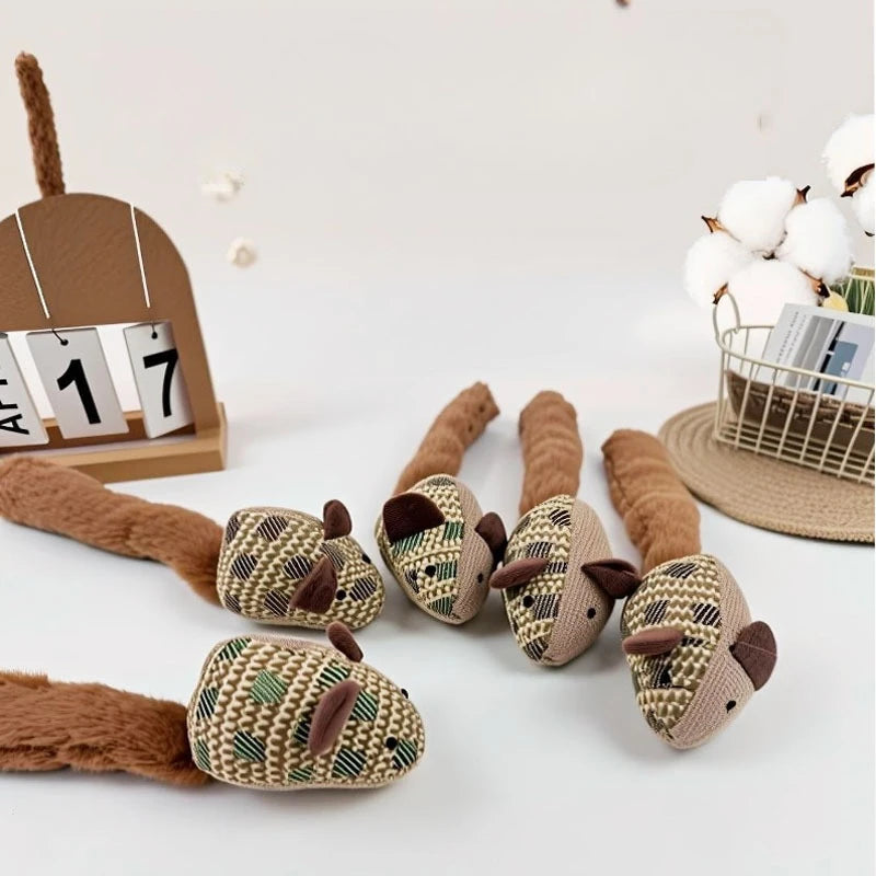 Cat Interactive Toys Funny Cat Teasing Toy Durable Kitten Self-Playing Kitten Toy Plush Mouse Cat toy Make Sounds Cat Toy