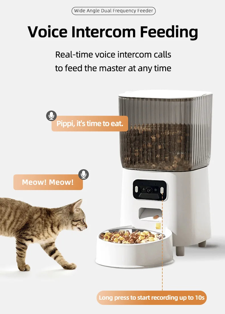 Automatic Cat Food Machine, 5G Wifi Connection, Pet Timed Intelligent Feeder with Preservation Function, Suitable for Cats/Dogs