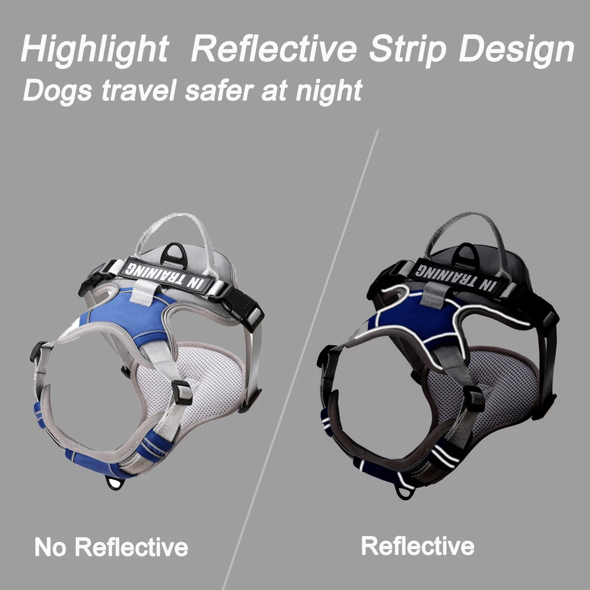 Dog Harness No Pull Outdoor Travel Dog Safety Vest Training Walking Adjustable Reflective Pet Harness for Medium Large Dogs