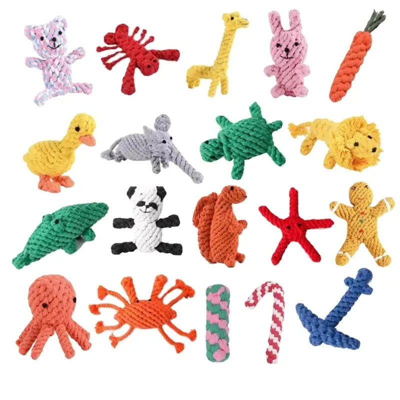 Dog Rope Toy Cartoon Animal Dog Chew Toys for Small Large Dogs Cats Molar Cleaning Teeth Toy Bite Resistance Puppy Pet Supplies