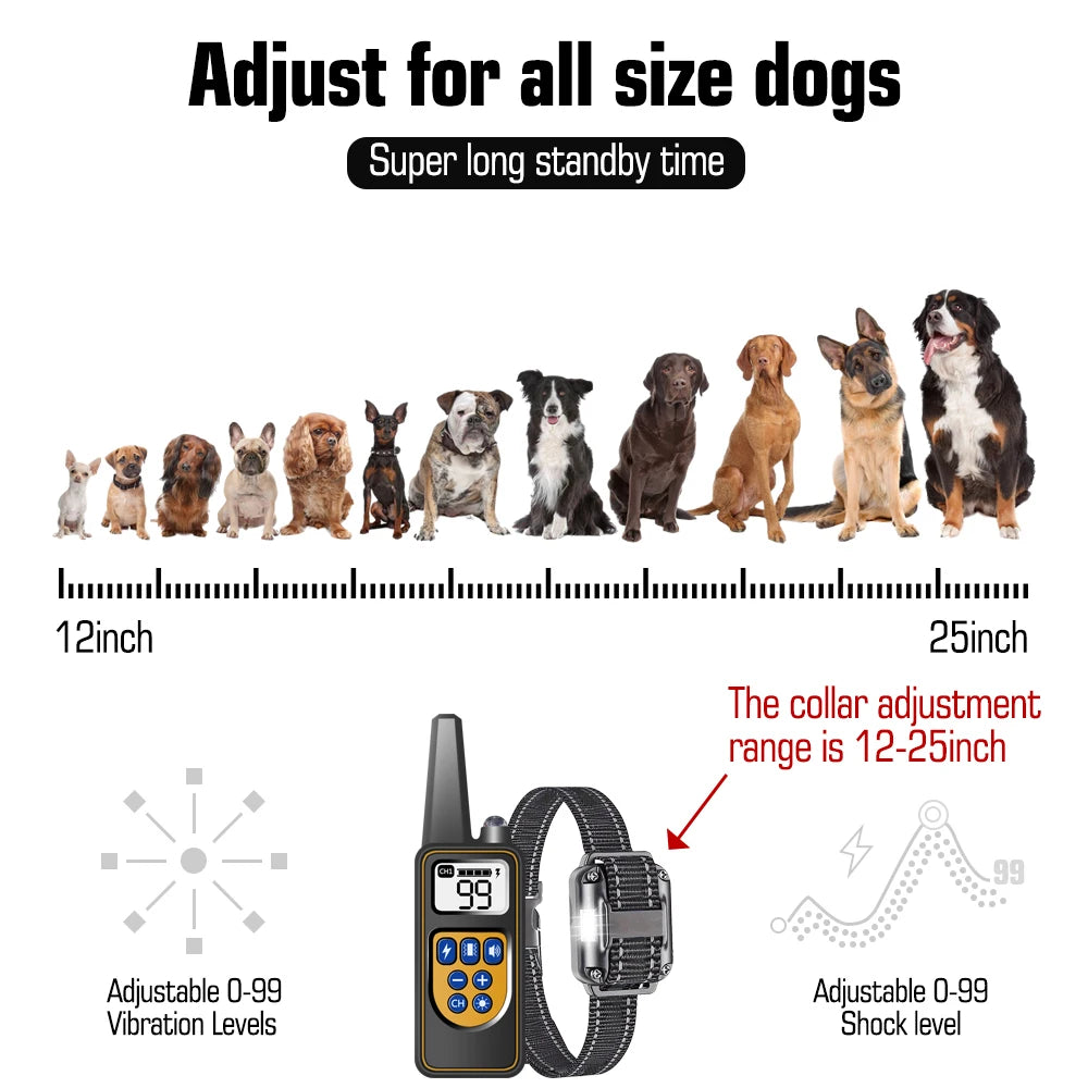 Dog Training Collar with Remote, IP67 Waterproof Dog Shock Collars, 3 Dogs, Large, Medium, Small Dogs, Rechargeable E Collars