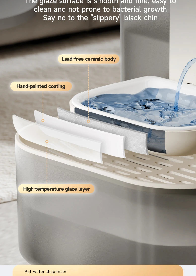 Water Fountain For Ceramic Cats: 28°C Heated Dual-Tank Design for Constant Fresh Water & Wireless remote Use 4.5L Cat Water Feed