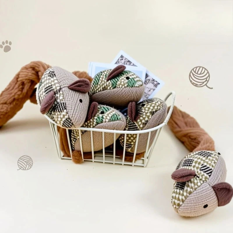 Cat Interactive Toys Funny Cat Teasing Toy Durable Kitten Self-Playing Kitten Toy Plush Mouse Cat toy Make Sounds Cat Toy