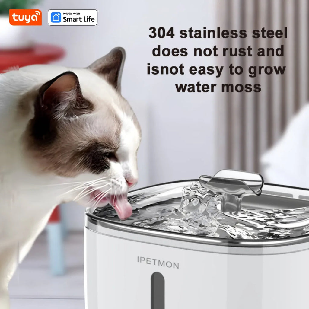Cat Water Fountain, 2.5L/84oz Tuya Smart App Pet Water Fountain,Automatic Water Dispenser for Cats Inside with SUS304 Bowl