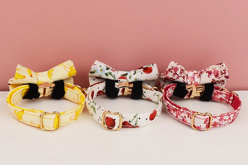 Cat Collar Bowknot Adjustable Safety Personalized pet collar Customized Name Soft