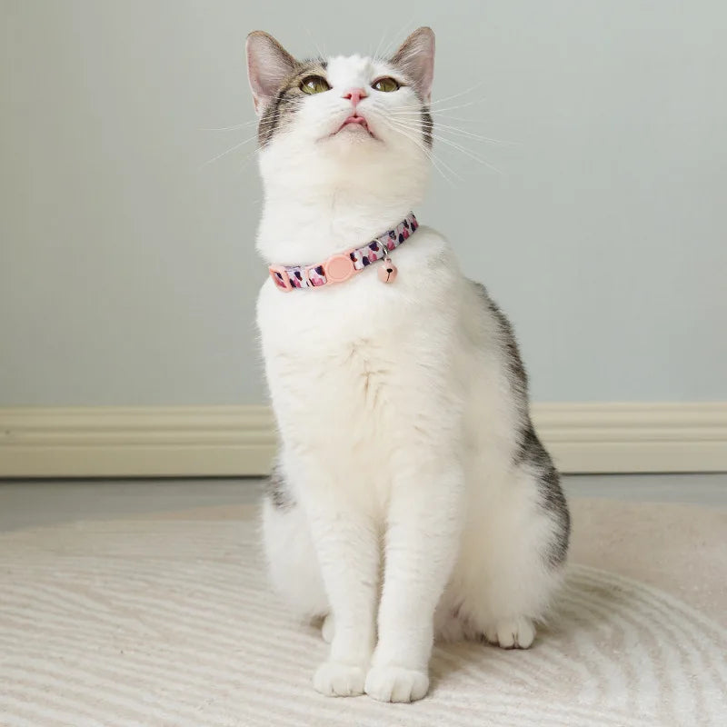 Cat Collar Colorful Flower Printed Pet Collar Adjustable Safety with Bell Ring Necklace for Cat Puppy Small Dog Pet Accessories