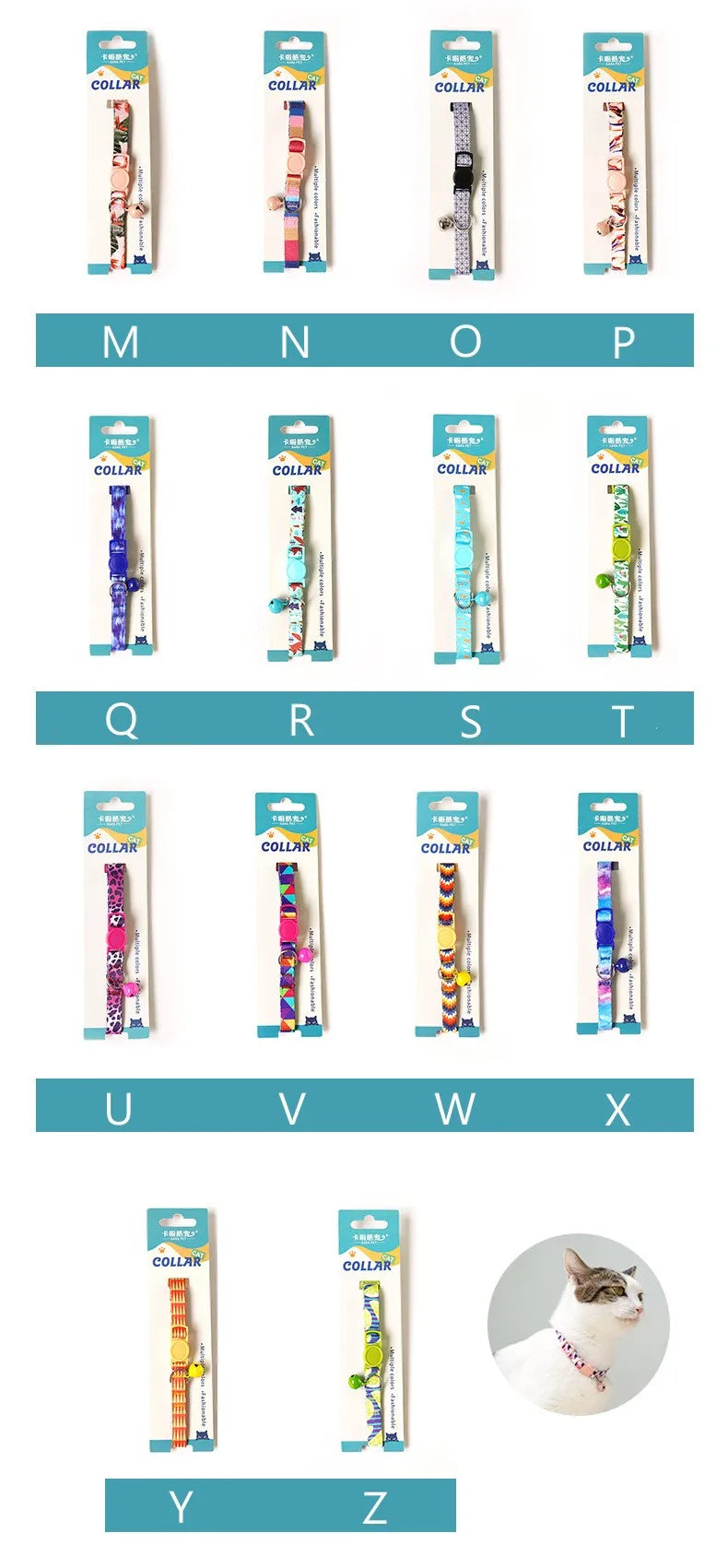 Cat Collar Colorful Flower Printed Pet Collar Adjustable Safety with Bell Ring Necklace for Cat Puppy Small Dog Pet Accessories