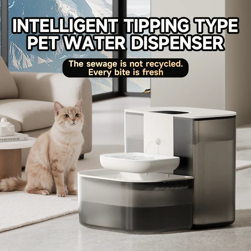 Water Fountain For Ceramic Cats: 28°C Heated Dual-Tank Design for Constant Fresh Water & Wireless remote Use 4.5L Cat Water Feed