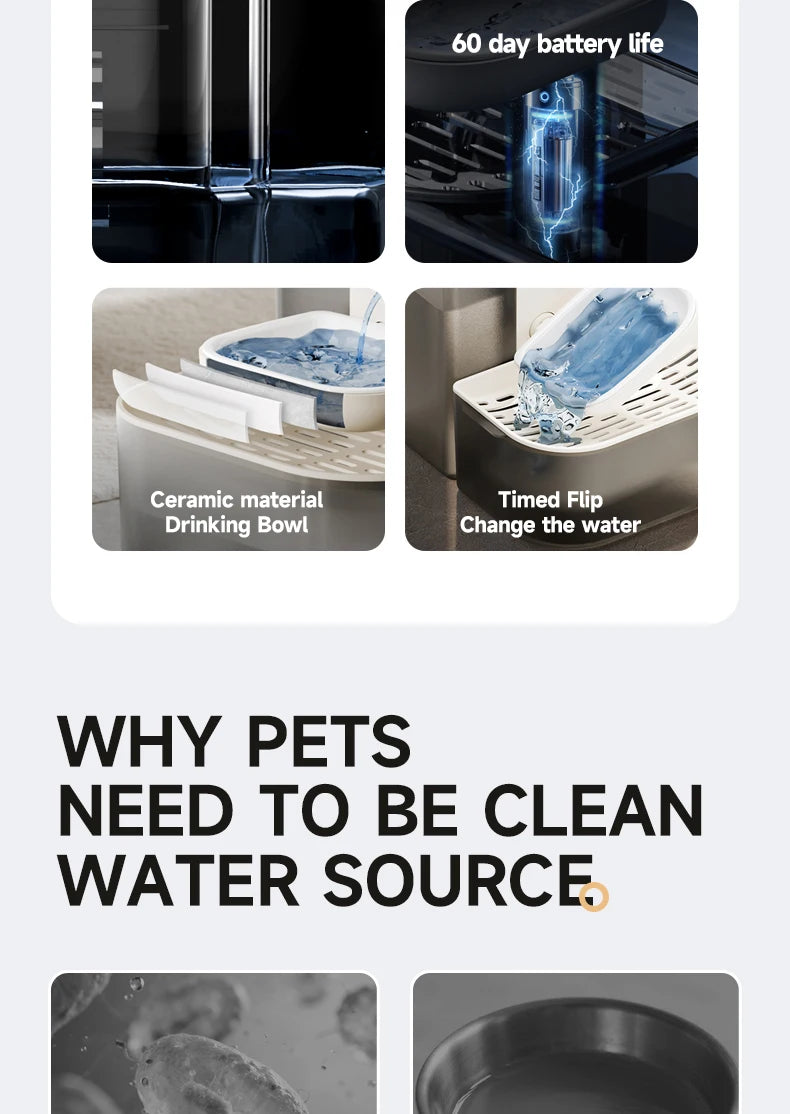 Water Fountain For Ceramic Cats: 28°C Heated Dual-Tank Design for Constant Fresh Water & Wireless remote Use 4.5L Cat Water Feed